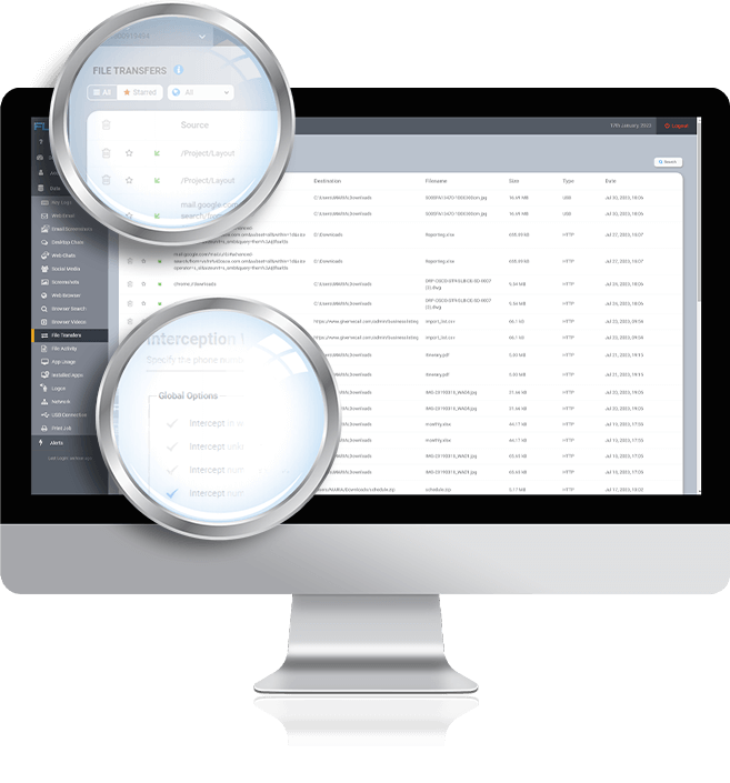 screenshot della funzione di monitoraggio delle modifiche ai file