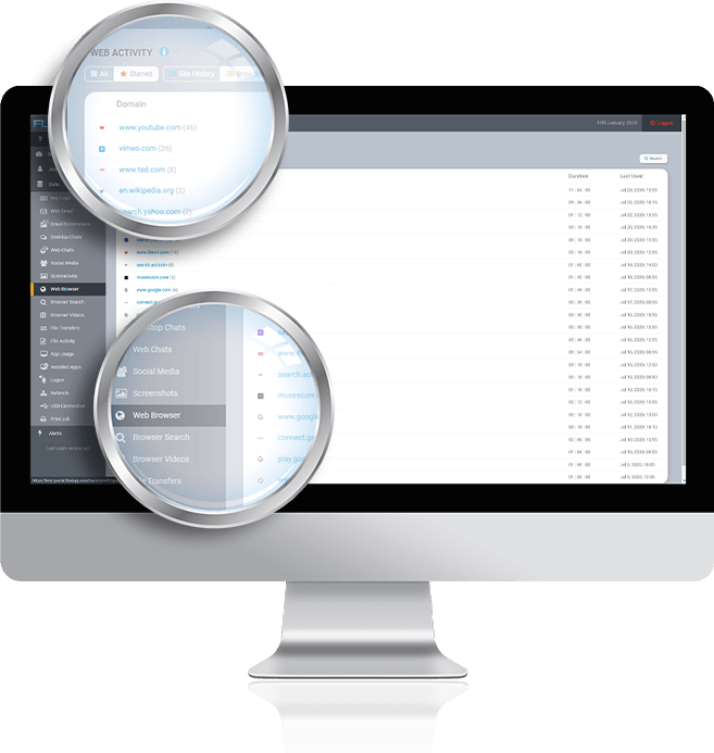 screenshot of monitor internet usage on computer feature